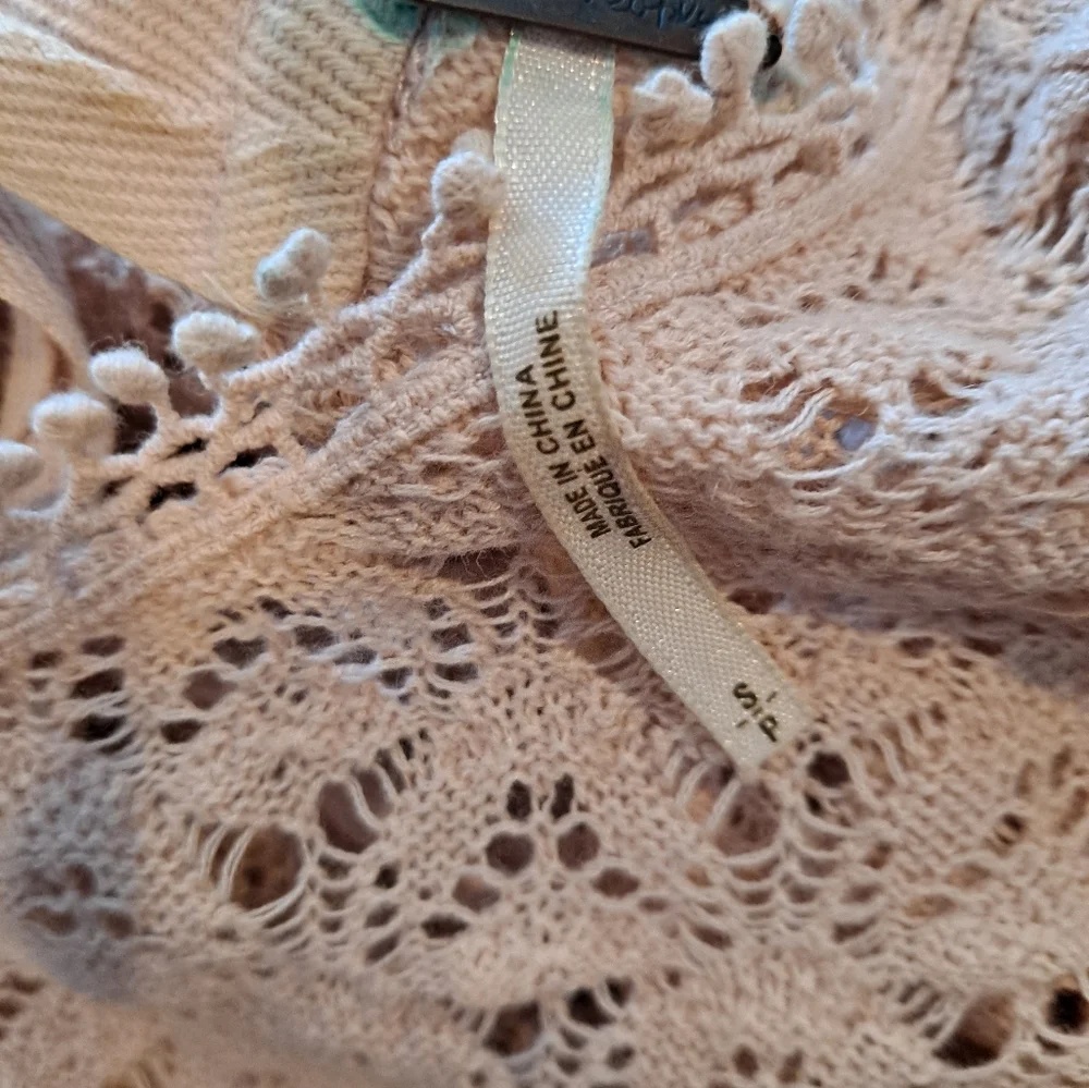 Free People Cream Crochet and Lace Peplum Top